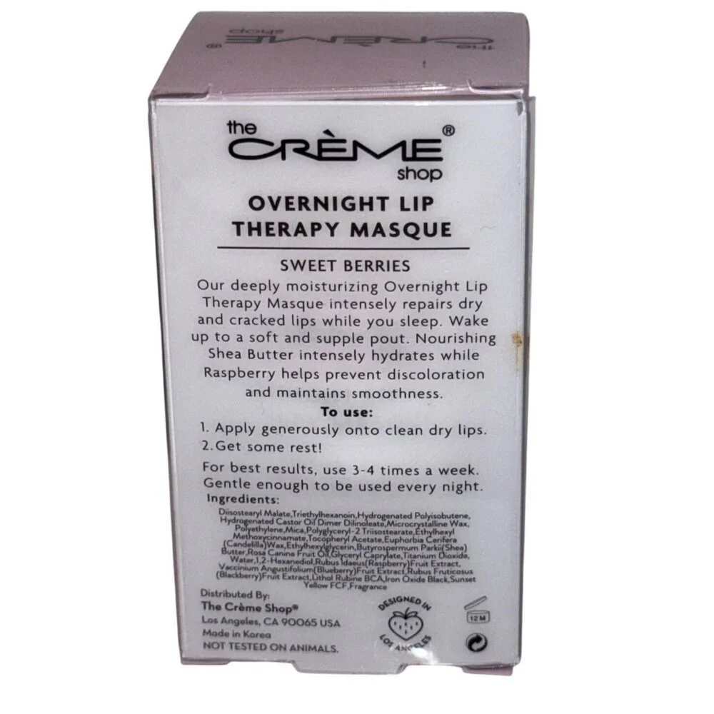 The Crème Shop Overnight Lip Therapy Masque Sweet Berries Shea Butter Dry Lips